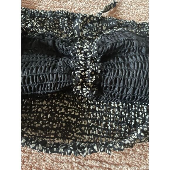 Hyfve Chasing The Dream Top In Black And Tan Women’s Cropped Long Puff Sleeves L - Picture 4 of 9